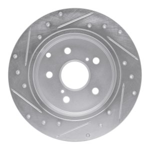 Lexus HS250H Brake Rotor (1) - Rear Right - R1 Concepts - Drilled & Slotted - Silver - `06-`18